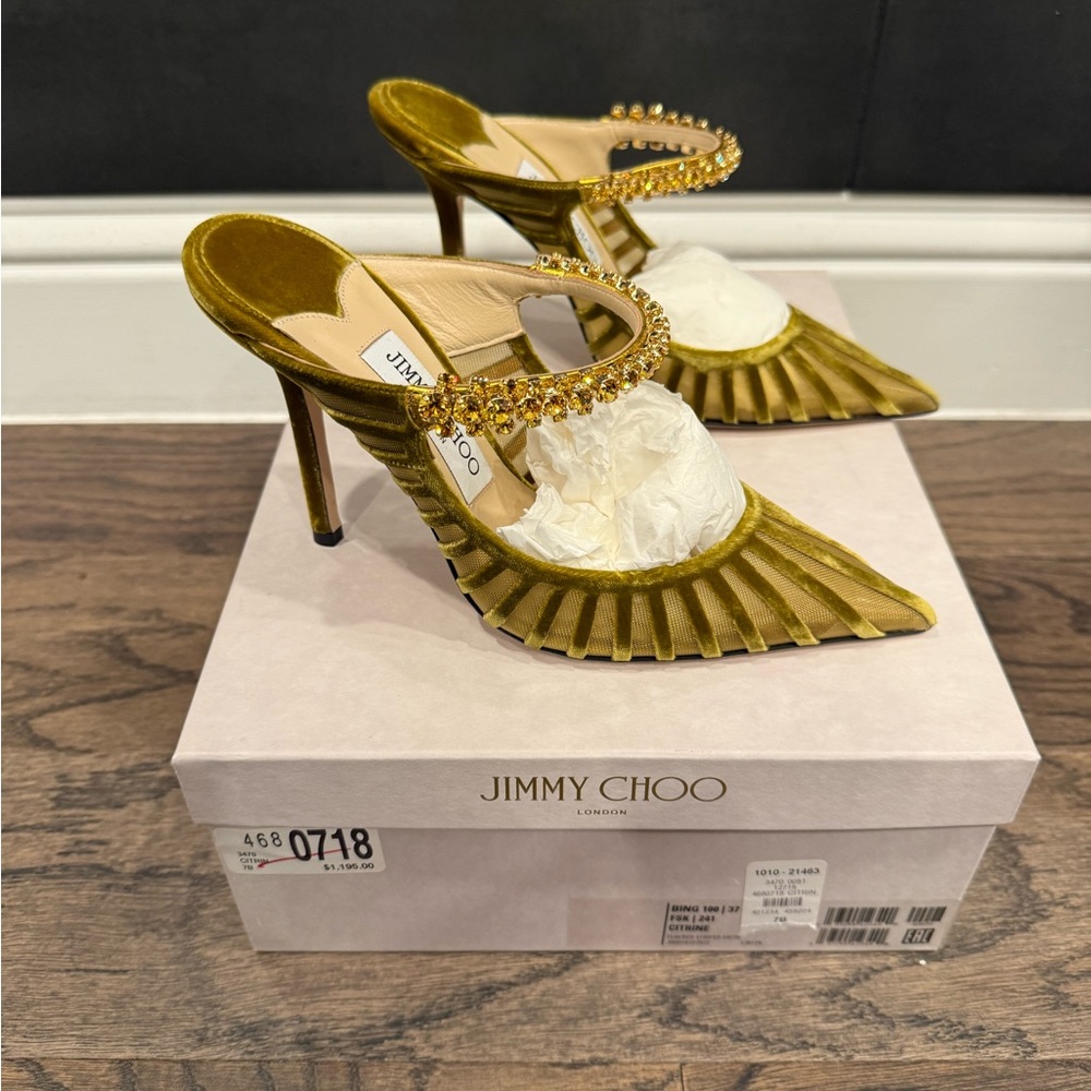 🚫SOLD🚫 Jimmy Choo Bing Crystal Embellished Pointed Toe Mule Pump - EUR 37 - Picture 9 of 12